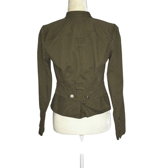 Vintage Military Jacket Olive Green Cotton Utility Y2K Fitted Style Size 6 - Picture 6 of 12